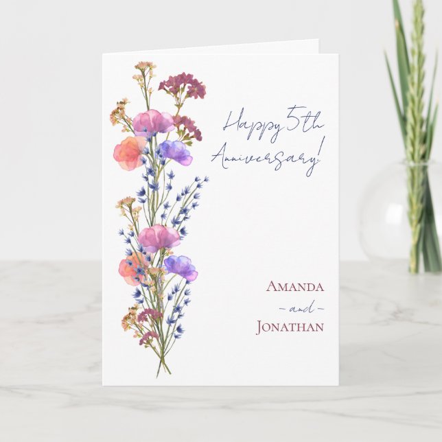 Rustik delikat akryl-Blommigt + juteårsdag Kort (Framsida)