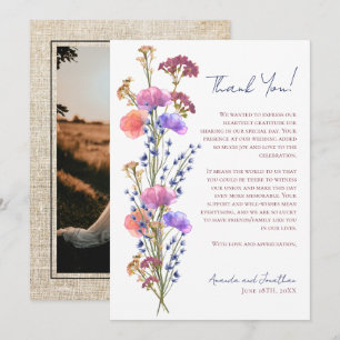 Rustik delikat akrylbaserad Blommigt Foto-Tack Anteckningskort