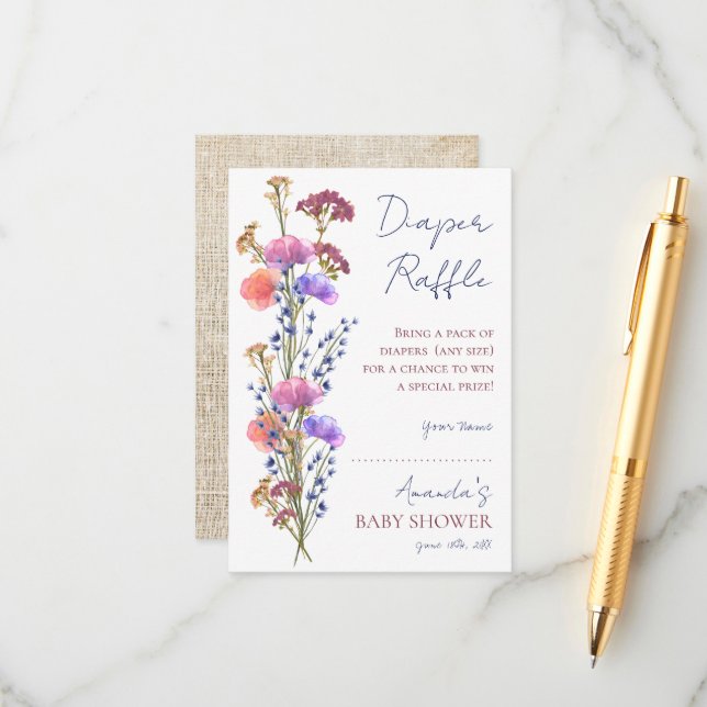 Rustik delikat akrylsyra Blommigt Förblött Raffle Tilläggskort (Fram/Back In Situ)