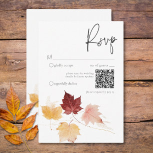 Rustik, delikat Burgundy Rust Höst löv QR-kod OSA Kort