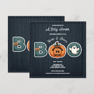 Rustik Denim Jean Pumpa Spöke BOO Baby Shower Meny