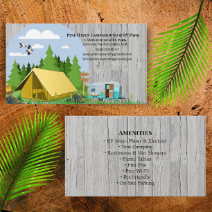 Rustik design för campingplats och RV-park Visitkort