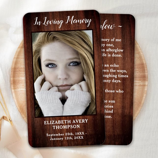 Rustik Dikt för minnesförlust Sympathy Prayer Card Visitkort (Skapare uppladdad)