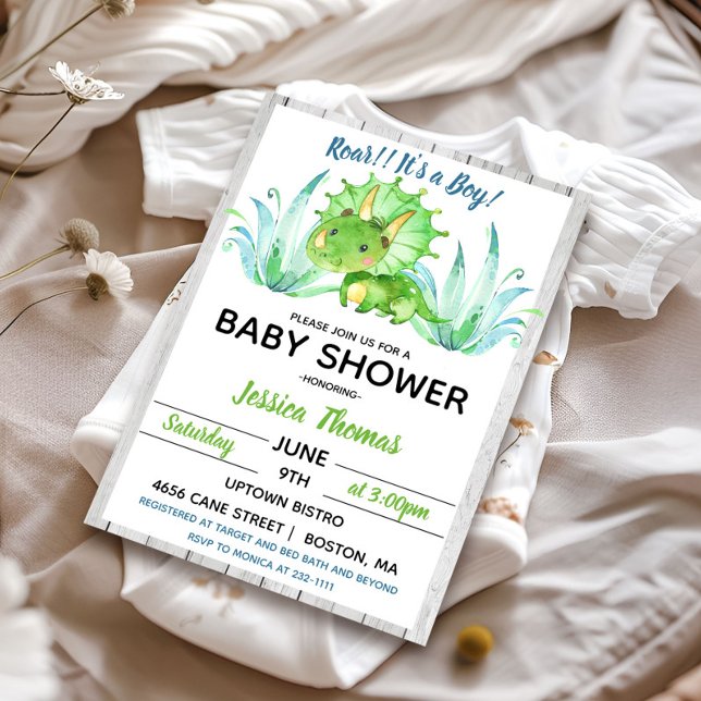 Rustik dinosaur pojke baby shower inbjudan (Skapare uppladdad)