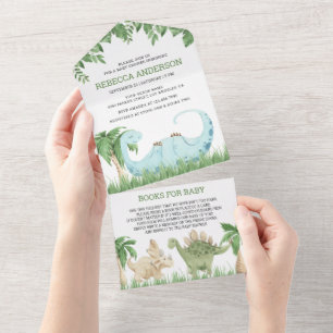 Rustik Djungel Söt Sovande Dinosaurie Baby Shower