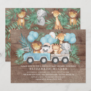 Rustik drivenhet med jungle Animals Boys Baby Show Inbjudningar
