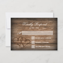 Rustik Dubbla Hearts Wood Bröllop OSA Cards