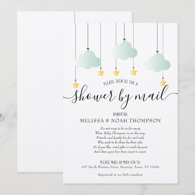 Rustik dusch via post långdistansspridning inbjudningar (Fram/baksida)