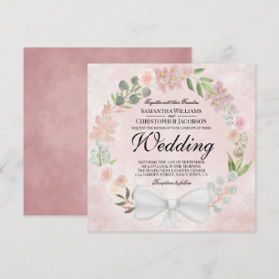 Rustik Dusty Ro Vattenfärgsutandning Bröllop Inbjudningar
