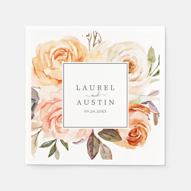 Rustik Earth Blommigtar Bröllop Pappersservett (Framsidan)