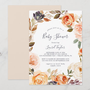 Rustik Earth Blommigts Baby Shower Inbjudningar