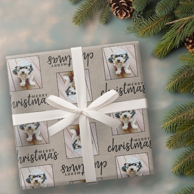 Rustik efterbelysning med ett fyrkantigt foto presentpapper (Personalized Wrapping paper - 1 Photo)