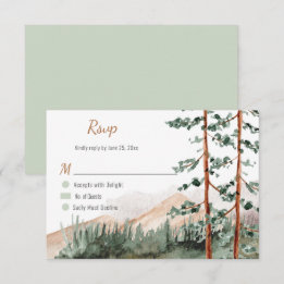 Rustik Elegans Berg Skog Tall Gran Träd OSA Kort