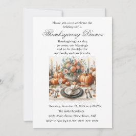 Rustik Elegans Familjevänner Thanksgiving Middag Inbjudningar