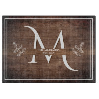 Rustik Elegans Monogram Falskt Trä Skärbräda