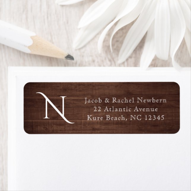 Rustik Elegans Monogram Initial Returadress Etikett (Insitu)