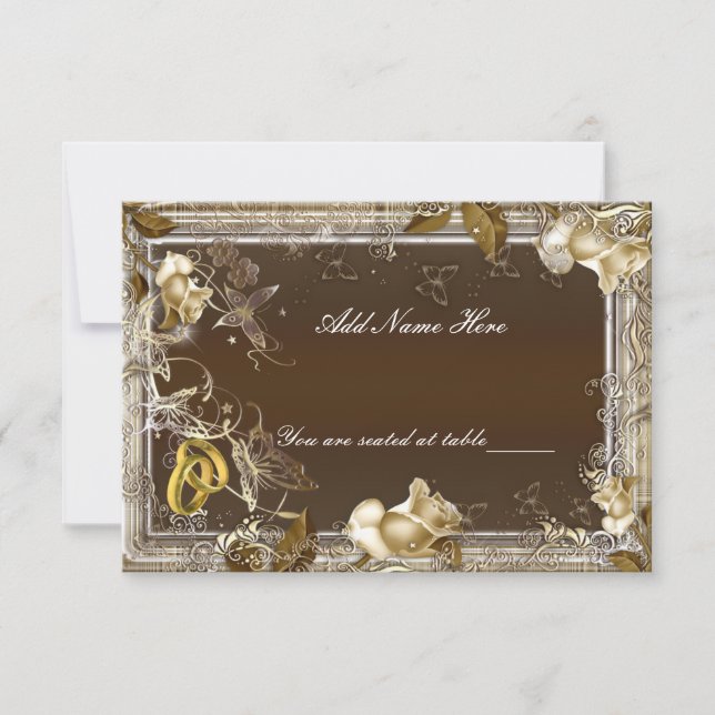 Rustik Elegans Vit Ros Bord Plats Kort (Framsida)