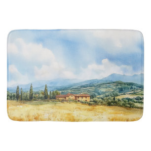 Rustik Elegant Akvarell Tuscan Medelhavsstil Badrumsmatta