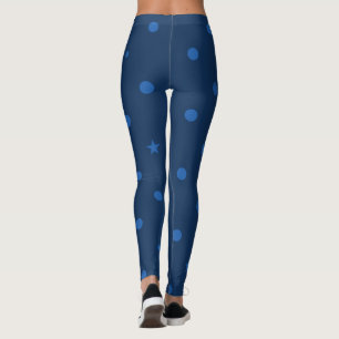 Rustik Elegant Blå & Svarta Stjärnor Leggings