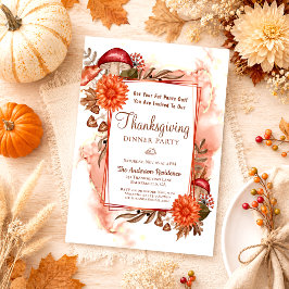 Rustik Elegant Blommig Höstlöv Thanksgiving Inbjudningar