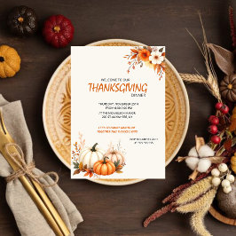 Rustik Elegant Blommig Thanksgiving Middag Inbjudningar