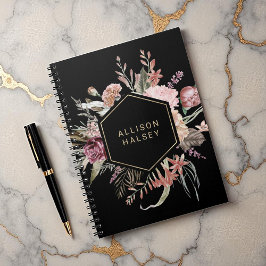 Rustik Elegant Blommigt med Geometric Ram Anteckningsbok