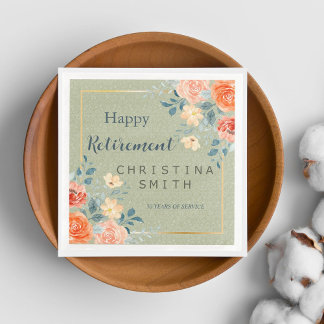 Rustik Elegant Blommigt Vattenfärgen Pension Party Pappersservett