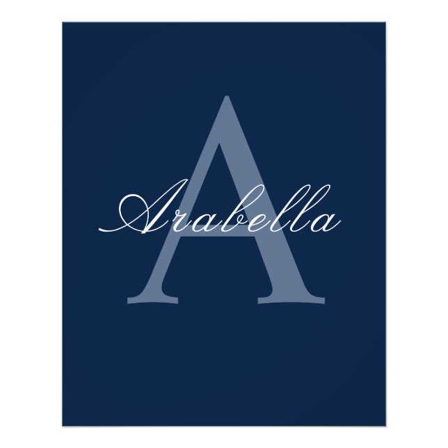 Rustik Elegant Blue Personlig Monogram Namn Fototryck (Framsidan)