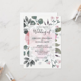 Rustik elegant botanisk akvarell blommande Bröllop Inbjudningar