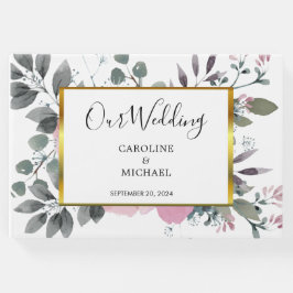 Rustik elegant botaniska vattenfärgen blommigt Brö Gästböcker