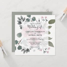 Rustik elegant botaniska vattenfärgen blommigt Brö Inbjudningar