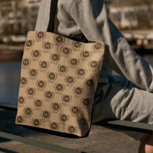 Rustik Elegant Business Wandeene Monogram Brown Tygkasse