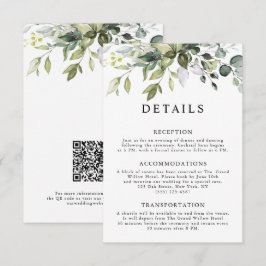 Rustik Elegant Eukalyptusblad QR-kod Bröllop Tilläggskort