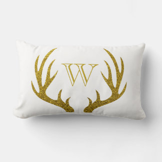 Rustik Elegant Faux Guld Glitter Antlers & Tracks Lumbarkudde