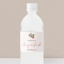 Rustik Elegant Flickas Berry Första Födelsedag Vattenflaskor Etikett