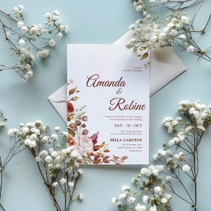 Rustik Elegant Flower Bröllop Inbjudningar