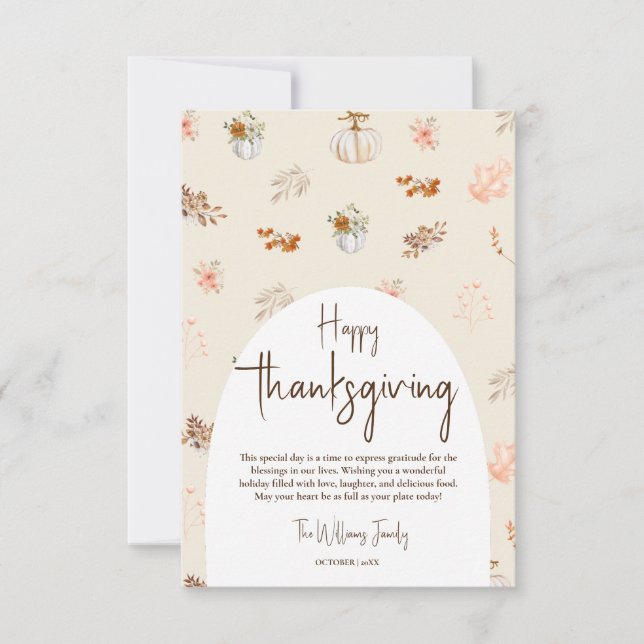 Rustik Elegant Höst Thanksgiving Hälsning  Kort (Framsida)