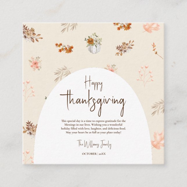 Rustik Elegant Höst Thanksgiving Välkomstkort Tilläggskort (Framsida)