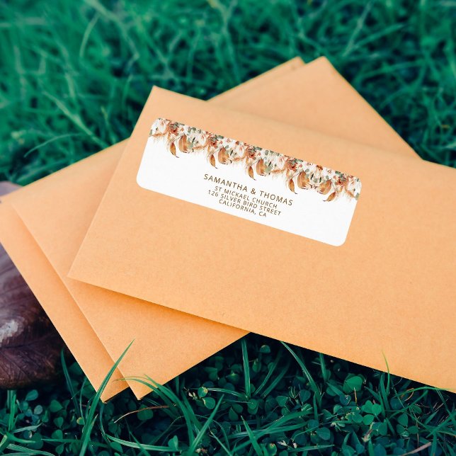 Rustik Elegant Kalligrafi Boho-Chic Bröllop Returadress Etikett (Skapare uppladdad)