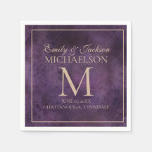 Rustik Elegant Lila Guld Monogram Bröllop