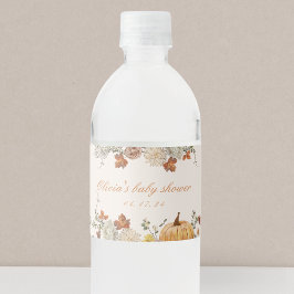 Rustik Elegant Liten Pumpa Höst Baby Shower Vattenflaskor Etikett