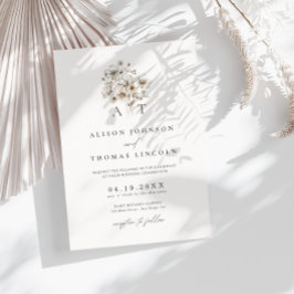 Rustik Elegant Monogram Blommig Bröllop Inbjudningar