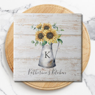 Rustik Elegant Monogram Solsicker Eukalyptus Kakelplatta
