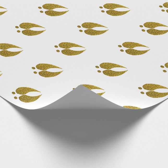 Rustik Elegant och Faux Guld Glitter Hjort Tracks Presentpapper (Hörn)