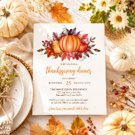 Rustik Elegant Pumpa Höstblad Thanksgiving Inbjudningar