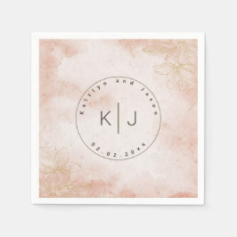 Rustik Elegant Rosa Blommigt Bröllop Pappersservett