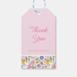 Rustik Elegant Rosa Blommigt Business Tack Presentetikett