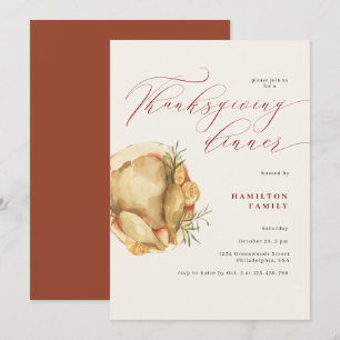 Rustik Elegant Thanksgiving Middag Kalkon Inbjudningar