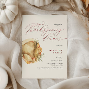 Rustik Elegant Thanksgiving Middag Kalkon Inbjudningar