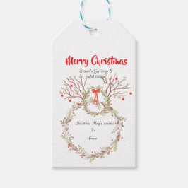 Rustik elegant vattenfärg jul presentetikett
